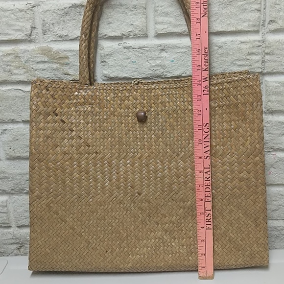 Raffia Tote Handbag Vegan Purse l - Picture 7 of 11